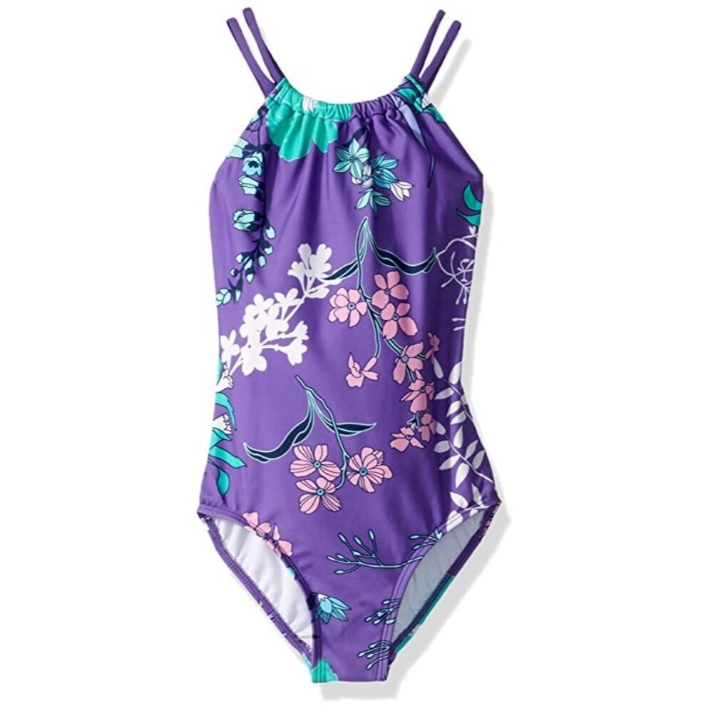 Kanu Surf Kids Purple Floral One-Piece Swimsuit